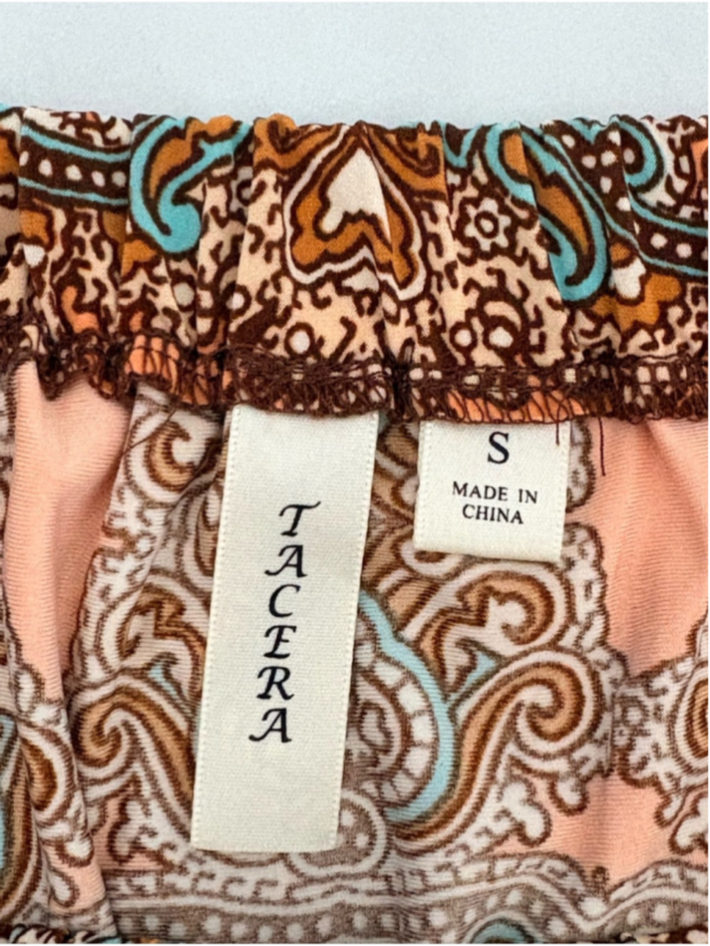 Tacera Off Shoulder Paisley Medallion Dress Sz S Peach Boho EUC - Picture 5 of 11